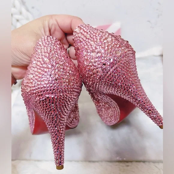 Authentic Christian Louboutin Fifi 100mm Pink Crystal Pumps / Heels - Picture 8 of 13